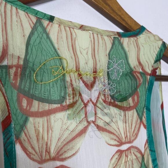 Desigual Nerifette Maxi Dress Size 10 Sheer Boho Sleeveless Tropical Leaf NEW - Picture 3 of 7